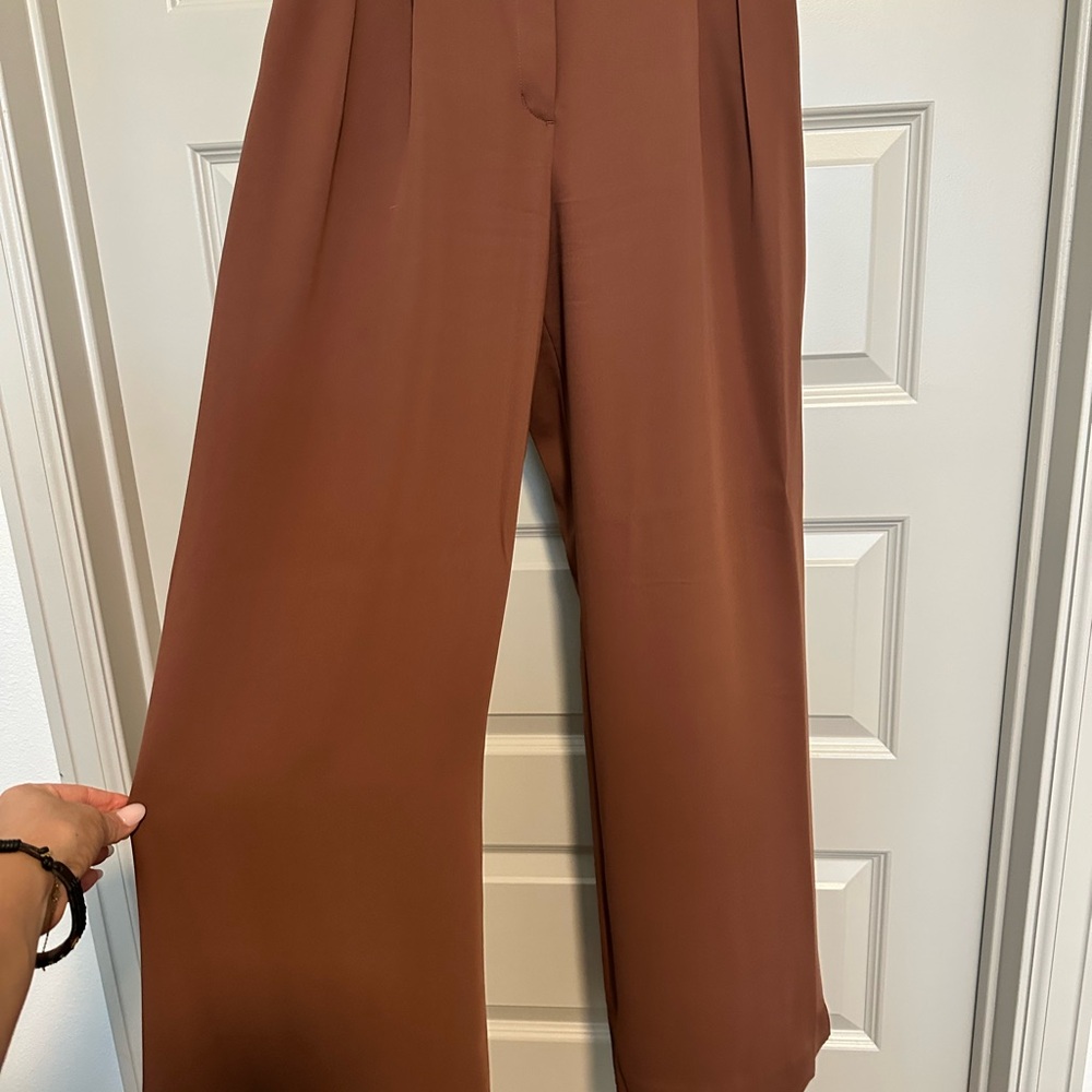 Express Brown Wide-Leg Pants High-Waisted